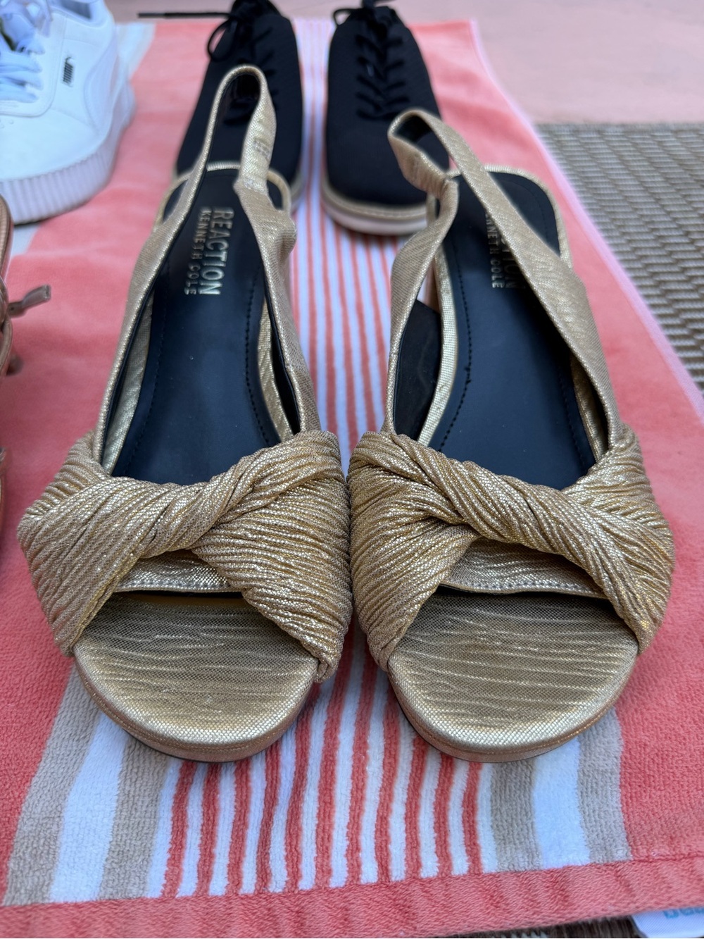 Kenneth Cole Reaction Gold Knotted Slingback Heels